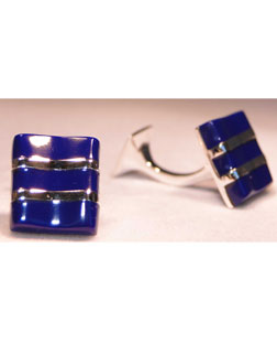 Silver Lapis Wave Cufflinks