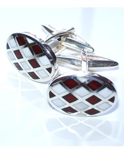 Red & White Enamel Cufflinks