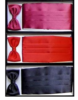 Satin-Polyester Bow Tie & Cummerbund Set