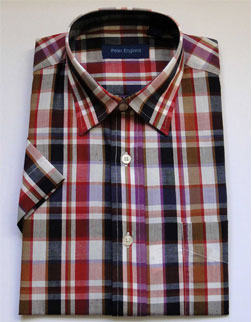 Peter England Red Check Shirt